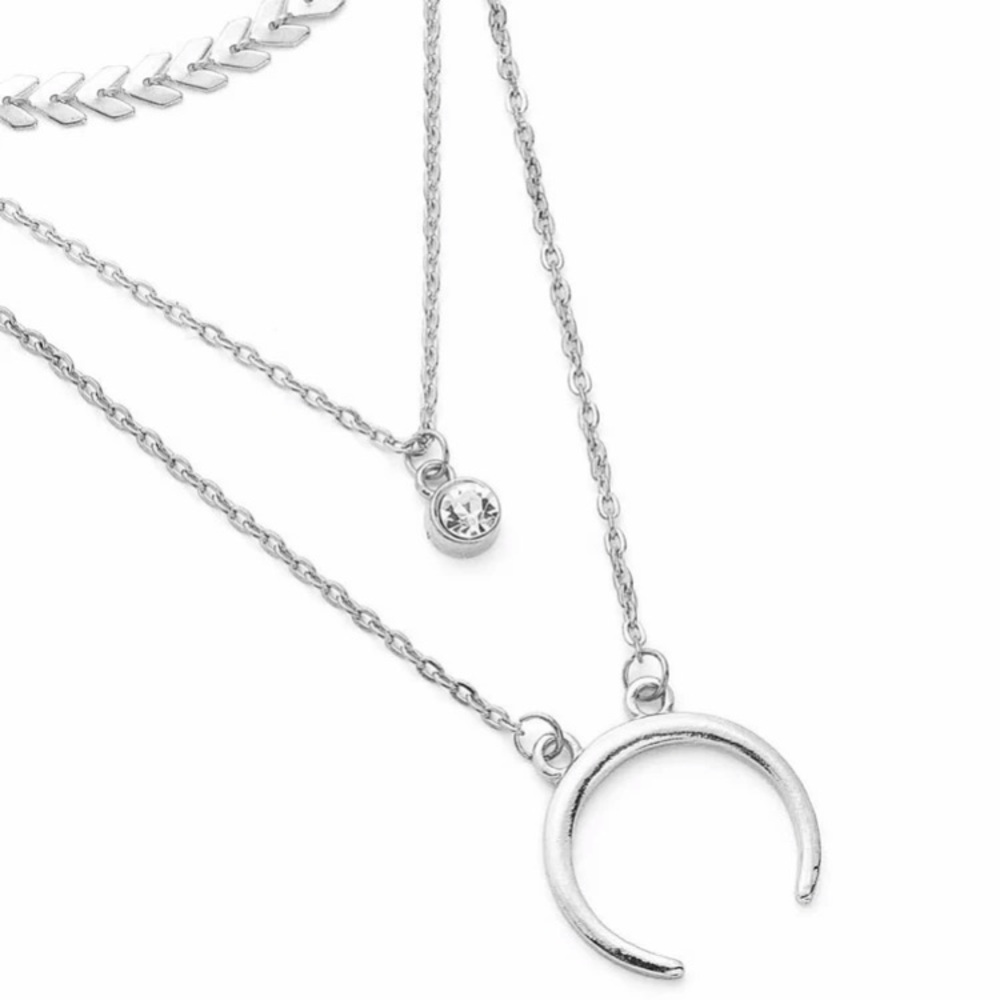 3/$35 Silver Horn & Arrow Pendant Chain Necklace - Picture 3 of 3
